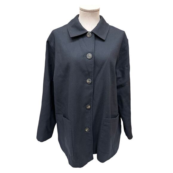 Harve Bernard Vintage Black Light Weight Wool Plus Size Coat 20 W - Picture 3 of 9